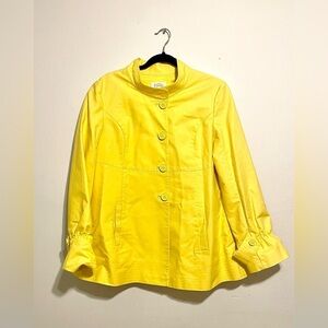 Talbots Womens Yellow Jacket Size 14 Pleated Back Long Sleeve